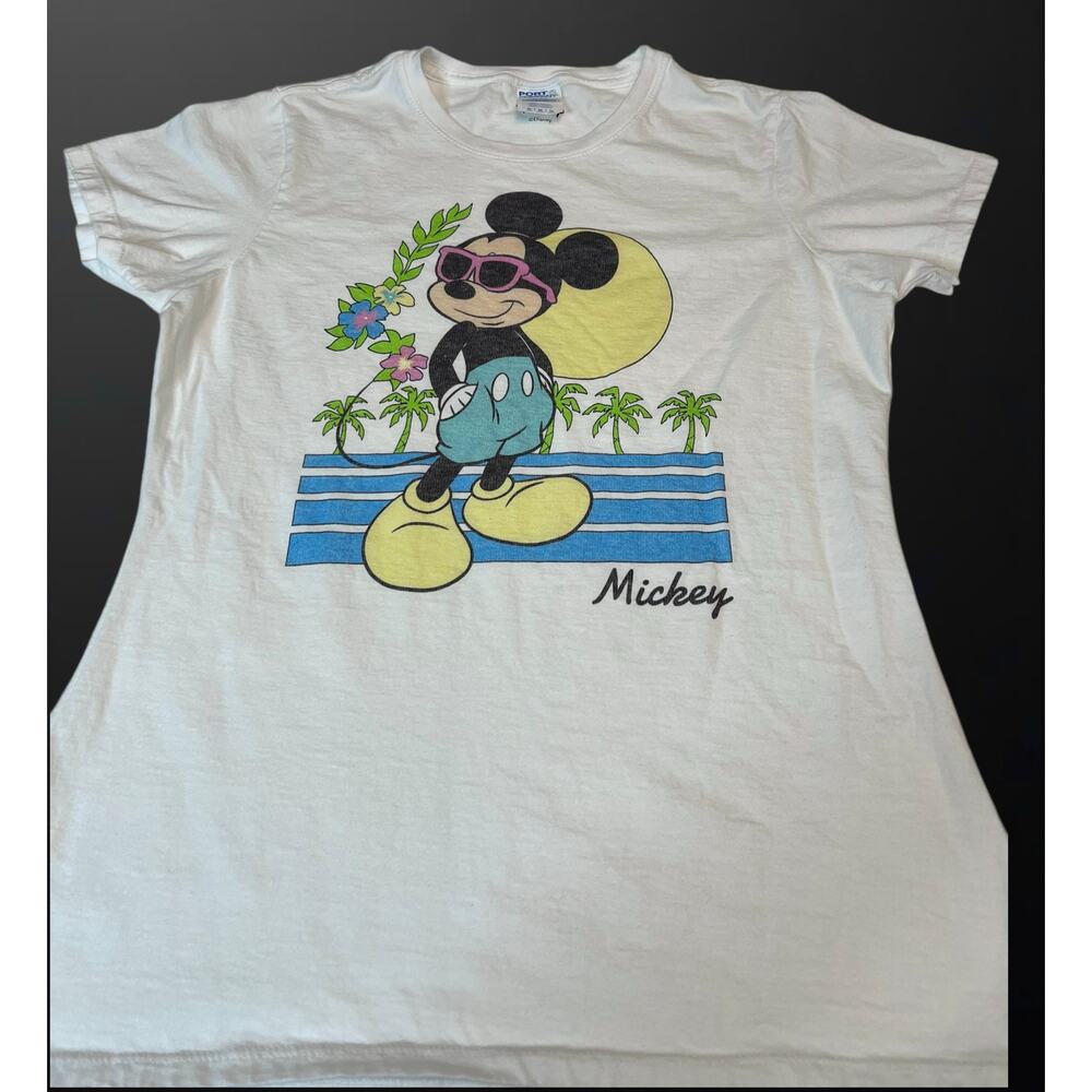 Mickey Mouse Sun Glasses Tropical TShirt Woman’s Medium Disney Vintage 80s Style